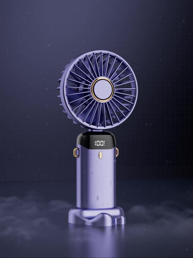 Portable Mini Handheld Fan - 5000mAh USB Rechargeable, Touch Control, 5-Speed Foldable Fan, LED Display, For Home, Office, Outdoor Hand Held/Desk/Neck Fan 3 In 1 Mini Fan With Base - Luxe Ladies Moda