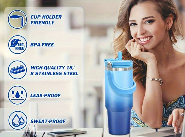 40oz Stainless Steel Vacuum Insulated Bottle – Leakproof, Double-Wall Insulation, Portable Handle, Gradient Color