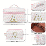 Initial Cotton 2 Makeup Bag Cosmetic Bag Travel Makeup Bag Personalized Mothers Day Birthday Gifts for Women - Luxe Ladies Moda