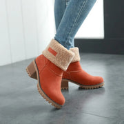 Womens Boots Female Winter Shoes Fur Snow Boots Warm Plush Women'S Shoes Square High Heel Ankle Boots Black Botas De Mujer - Luxe Ladies Moda