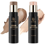 Contour and Highlighter Stick, Highly Pigmented & Blendable, Long Lasting & Creamy Texture, Waterproof, Natural Finish Contour Set for Face Sculpting, Travel-Friendly, 01 Amber & 03 Champagne