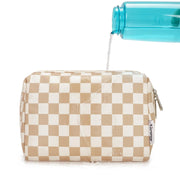 Large Makeup Bag Zipper Pouch Travel Cosmetic Organizer for Women (Large, Light Checkerboard) - Luxe Ladies Moda