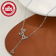 925 Pure Silvery Heart Tassel Necklace, Glittering Golden Clavicle Chain, Hypoallergenic 0.12oz, Perfect for Mother's Day, Valentine's Day, Wedding, Daily Accessories, Lovely and Luxurious Style - Luxe Ladies Moda