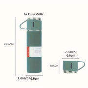 500ml Stainless Steel Insulated Water Cup Set - Premium, Leakproof & Portable Tumbler with 2 Lids for Travel, Outdoor Adventures & Driving - Keeps Drinks Hot or Cold - Luxe Ladies Moda