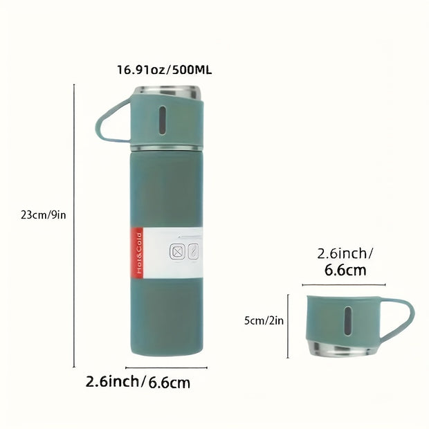 500ml Stainless Steel Insulated Water Cup Set - Premium, Leakproof & Portable Tumbler with 2 Lids for Travel, Outdoor Adventures & Driving - Keeps Drinks Hot or Cold - Luxe Ladies Moda
