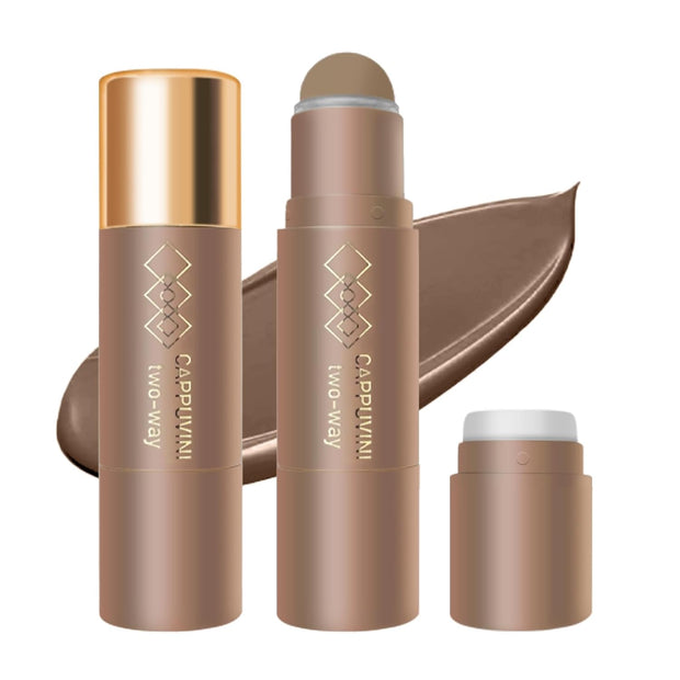 Cream Contour Stick for Warm Brown Skin,Warm Nose Contour Makeup Built-In Sponge, Smooth Long Lasting Bronzer, Blendable Lightweight Contouring Stick #02 Warm Brown