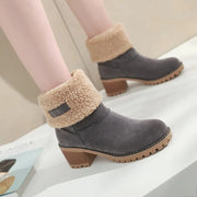 Womens Boots Female Winter Shoes Fur Snow Boots Warm Plush Women'S Shoes Square High Heel Ankle Boots Black Botas De Mujer - Luxe Ladies Moda