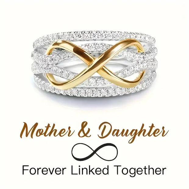 Elegant 3D Infinity Love Ring with Sparkling Cubic Zirconia, Ideal for Wedding, Valentine's Day Gift for Lover, or Mother’s Day Jewelry Present for Mom, Oxidized Zirconia, Bride - Luxe Ladies Moda