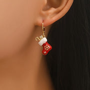 6-piece Set European And American Christmas Style Cute Asymmetrical Earrings For Women Small And Exquisite Temperament Simple Earrings New Style Trendy Snowflake - Luxe Ladies Moda