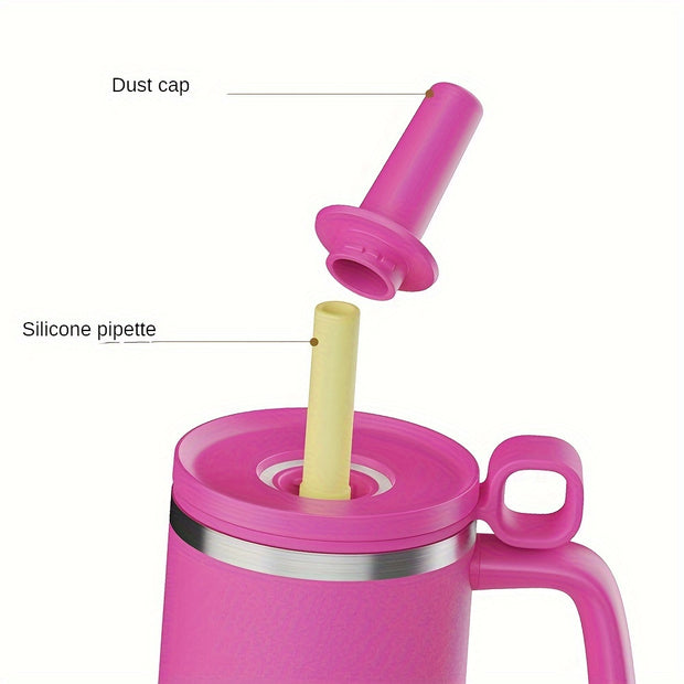 40 Oz Tumbler With Handle And Straw, Car Mug, Stainless Steel Vacuum Travel Mug, Vacuum Water Bottle For Gift Party Office Coffee - Luxe Ladies Moda
