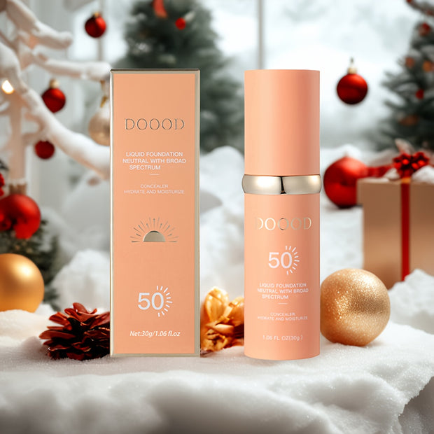 DOOOD 4-in-1 Luxury Foundation, Color-Resistant Liquid Foundation, Natural Finish, Helps Prevent Sunburn, Bare Face Cream, Waterproof, Daily Care, Concealer, Silky And Lightweight, Suitable for All Skin Tones, Facial Care Gift Set, Perfect Gift - Luxe Ladies Moda