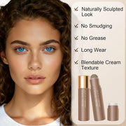 Cream Contour Stick for Warm Brown Skin,Warm Nose Contour Makeup Built-In Sponge, Smooth Long Lasting Bronzer, Blendable Lightweight Contouring Stick #02 Warm Brown