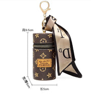 Designer Keychain Letter Key Lipstick Keychains Fashion PU Leather Purse Pendant Car Keyring Chain Charm Brown Flower Mini Bag Trinket Gift for Men Women