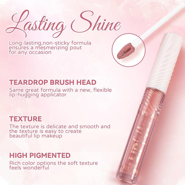 Gradient Lip Liner and Gloss Lip Combo Set, Long Lasting Light Brown Matte Lipstick Crayon Lip Liner Pencil, Hydrating Plumping Shiny Nude Tinted Lip Gloss Makeup