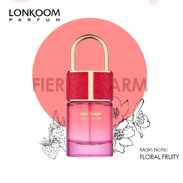 LONKOOM FIERY CHARM Women's EDP Perfume, 1.69oz/50ml, Long-Lasting Floral Fruity Scent with Strawberry Jasmine Lily Woody Notes, Refreshing Fragrance Ideal for Halloween/Christmas Gifts & Dates - Luxe Ladies Moda