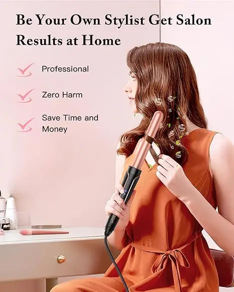 PRO Waver Curling Iron Wand,  5 in 1 Curling Wand Set with 3 Barrel Hair Crimper for Women, Fast Heating Hair Wand Curle