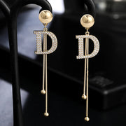 New Luxury Brand Long Tassel Drop Earrings for Women D Letter Crystal Snake Chain Fashion Jewelry Free Shipping No Minimum Order - Luxe Ladies Moda