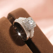 925 Sterling Silver Luxury 2 pcs Wedding Rings Set For Women Stackable Finger Rings