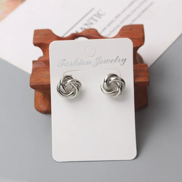 Tiny Metal Stud Earrings for Women Gold Color Twist Round Earrings Small Unusual Earrings boucles d'oreilles Fashion Jewelry - Luxe Ladies Moda