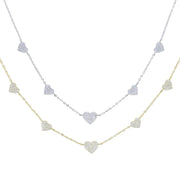High Quality Micro Pave White CZ Heart Charm Link Chain Necklace Minimal Delicate Fashion Jewelry - Luxe Ladies Moda