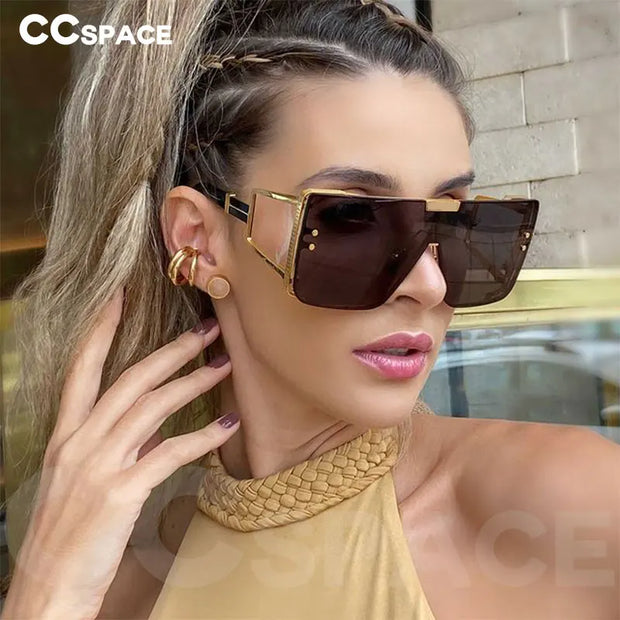 Luxury Brand Sunglasses Women Big Frame Men Square Fashion One Lens Shades Uv400 Vintage Glasses - Luxe Ladies Moda