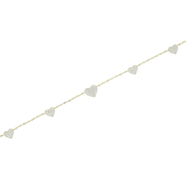High Quality Micro Pave White CZ Heart Charm Link Chain Necklace Minimal Delicate Fashion Jewelry - Luxe Ladies Moda