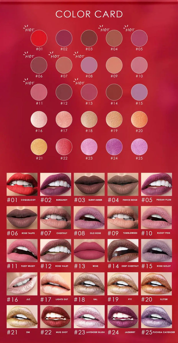 Luxe Liquid Lipgloss & Matte Lipstick – 37 Colors, Waterproof, Long-Lasting Lipstick Collection