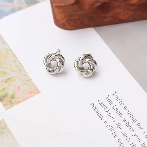 Tiny Metal Stud Earrings for Women Gold Color Twist Round Earrings Small Unusual Earrings boucles d'oreilles Fashion Jewelry - Luxe Ladies Moda