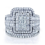 Vintage White Crystal Stone Rings Silver Wedding Jewelry For Women Charm Bride Square Engagement Ring Set