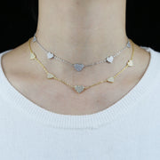 High Quality Micro Pave White CZ Heart Charm Link Chain Necklace Minimal Delicate Fashion Jewelry - Luxe Ladies Moda