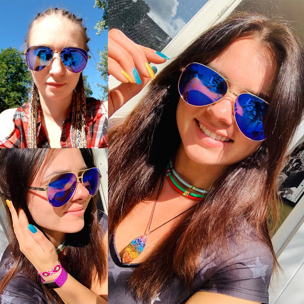High Quality Pilot Sunglasses Women Polarized UV400 Sunglass Mirror Vintage Sun Glasses 2020 Sunglasses Woman okulary With Box - Luxe Ladies Moda