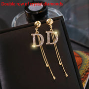 New Luxury Brand Long Tassel Drop Earrings for Women D Letter Crystal Snake Chain Fashion Jewelry Free Shipping No Minimum Order - Luxe Ladies Moda