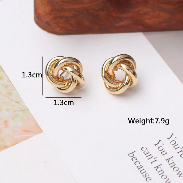 Tiny Metal Stud Earrings for Women Gold Color Twist Round Earrings Small Unusual Earrings boucles d'oreilles Fashion Jewelry - Luxe Ladies Moda