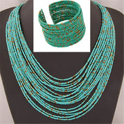 DIEZI African Acrylic Beads Jewelry Sets Bohemia Necklaces Bangles Women Fashion Statement Multilayer Necklace New Jewelry Set - Luxe Ladies Moda