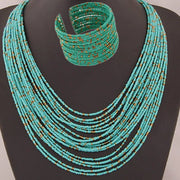 DIEZI African Acrylic Beads Jewelry Sets Bohemia Necklaces Bangles Women Fashion Statement Multilayer Necklace New Jewelry Set - Luxe Ladies Moda