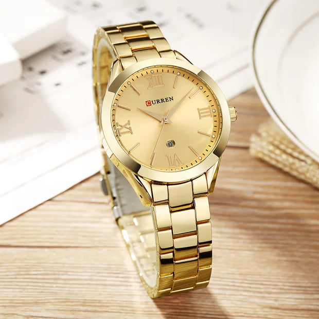 CURREN Gold Watch Women Watches Ladies Creative Steel Women's Bracelet Watches Female Clock Relogio Feminino Montre Femme - Luxe Ladies Moda