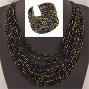 DIEZI African Acrylic Beads Jewelry Sets Bohemia Necklaces Bangles Women Fashion Statement Multilayer Necklace New Jewelry Set - Luxe Ladies Moda