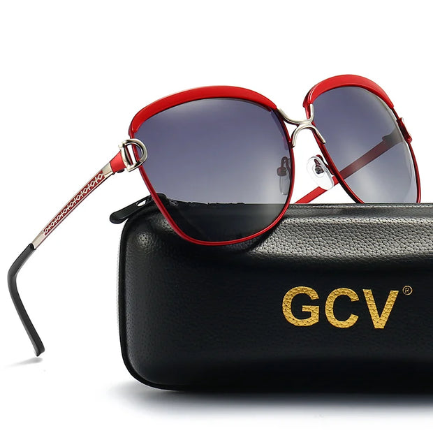 GCV Polarized Ladies Sunglasses Women Gradient Lens Round Sun Glasses Square Luxury Brand Oculos Lunette De Soleil Femme - Luxe Ladies Moda