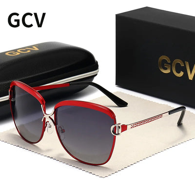 GCV Polarized Ladies Sunglasses Women Gradient Lens Round Sun Glasses Square Luxury Brand Oculos Lunette De Soleil Femme - Luxe Ladies Moda