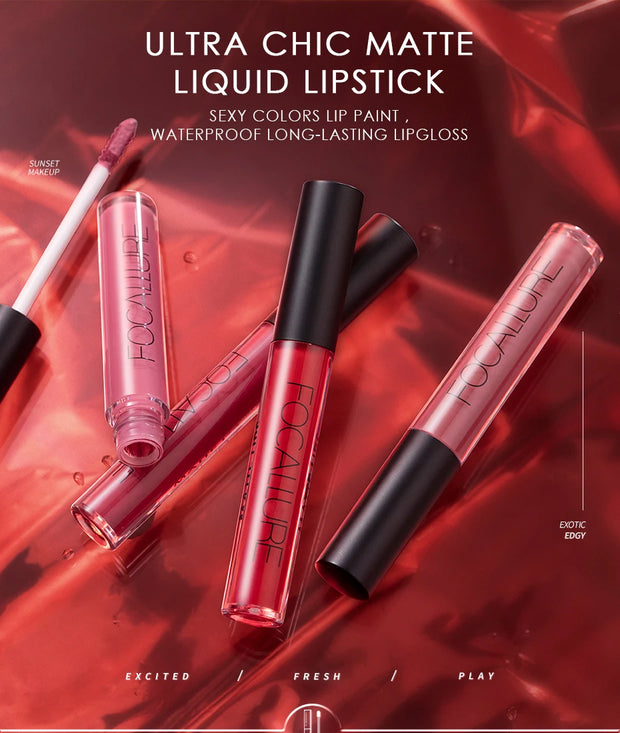Luxe Liquid Lipgloss & Matte Lipstick – 37 Colors, Waterproof, Long-Lasting Lipstick Collection