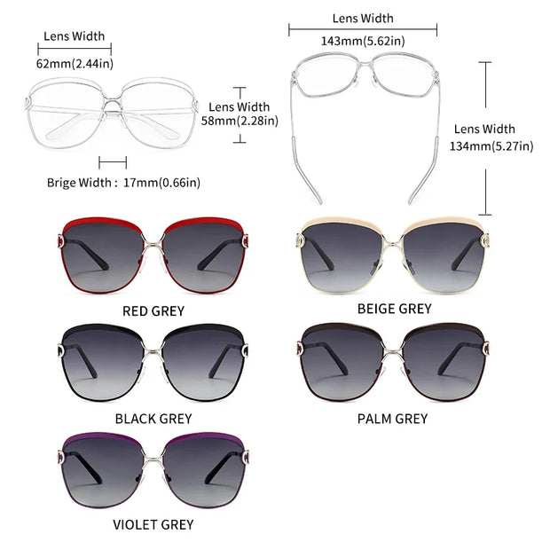GCV Polarized Ladies Sunglasses Women Gradient Lens Round Sun Glasses Square Luxury Brand Oculos Lunette De Soleil Femme - Luxe Ladies Moda