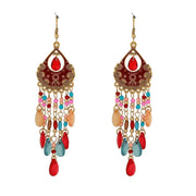 Bohemian Colorful Feather Earrings, Beaded Tassel Dangle Earrings For Women - Luxe Ladies Moda