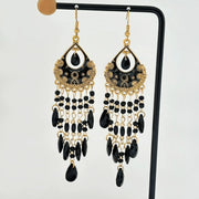 Bohemian Colorful Feather Earrings, Beaded Tassel Dangle Earrings For Women - Luxe Ladies Moda
