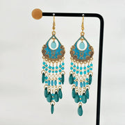 Bohemian Colorful Feather Earrings, Beaded Tassel Dangle Earrings For Women - Luxe Ladies Moda