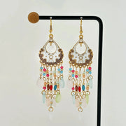Bohemian Colorful Feather Earrings, Beaded Tassel Dangle Earrings For Women - Luxe Ladies Moda