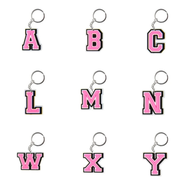 Cute Cartoon Pink Alphabet Keychains | A-Z Letter Keyrings for Personalized Style" - Luxe Ladies Moda