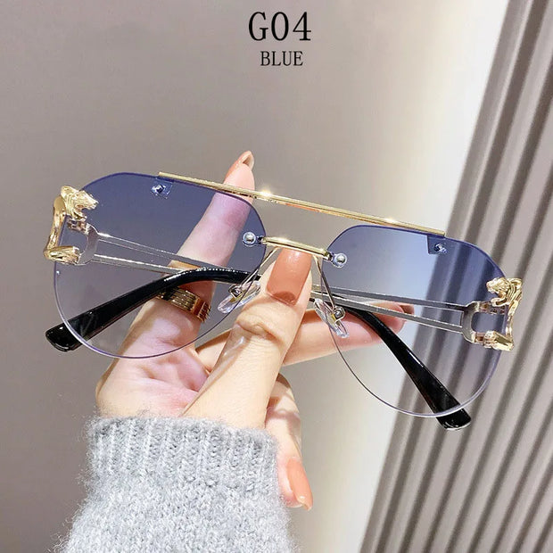Rimless Sunglasses Women Trendy Luxe Fashion Sunglasses Vintage Glasses - Luxe Ladies Moda