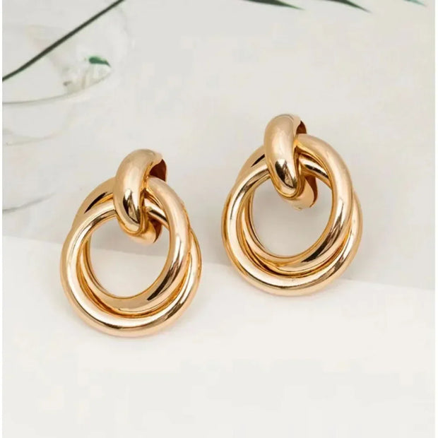 Classic Gold Color Geometric Irregular Stud Earrings for Women Design Sense Knot Piercing Earring Fashion Jewelry - Luxe Ladies Moda