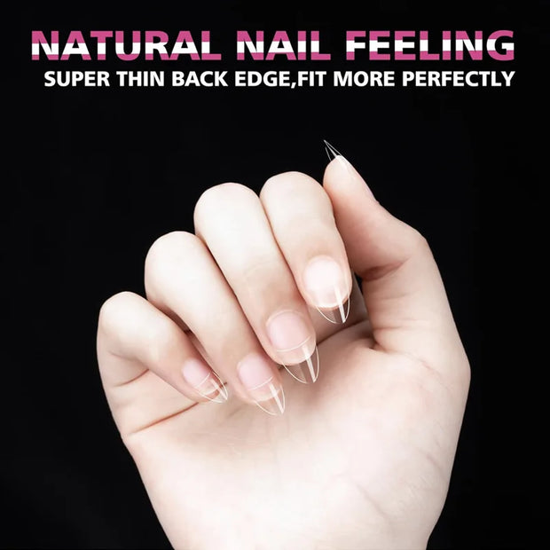 240pcs Half Cover Almond Pre-filed Nail Tips Half Matte XS Press on Fake Nail Extension for Small Tiny Nail Bed 12 Sizes in Box - Luxe Ladies Moda