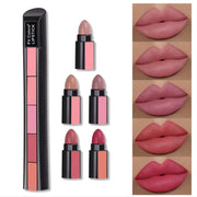 Sexy 5 In 1 Matte Velvet Texture Red Lipstick Strip Lip Gloss Makeup Set for Long Lasting & Non-stick Cup Cosmetics - Luxe Ladies Moda
